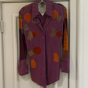 Save the Queen Colorful Striped Men's Shirt, Size Small